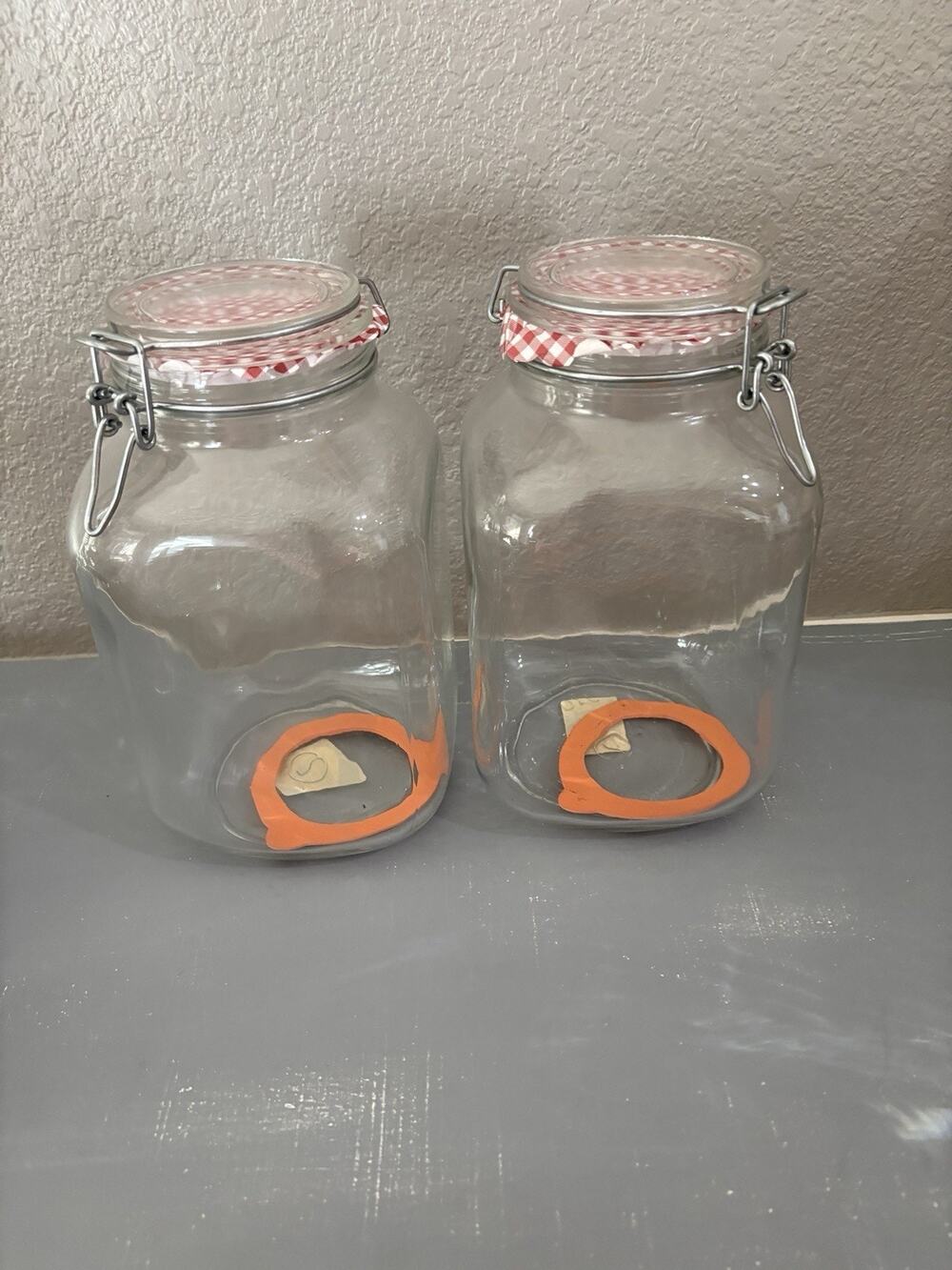 Set of 2 Italian Glass Swing Top Canisters Made in Italy Global Amici